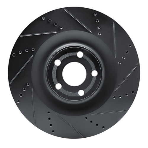 R1 21-25 Ford Mustang Mach-E Front Right Drilled & Slotted Black Brake Rotor