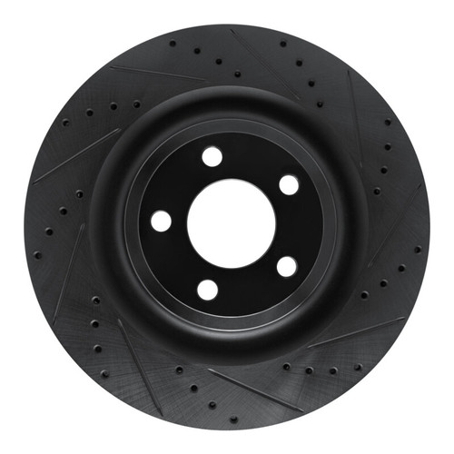 R1 20-25 Ford Police Interceptor Utility Rear Right Drilled & Slotted Black Brake Rotor