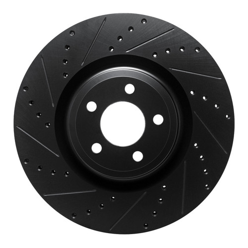 R1 20-25 Ford Police Interceptor Utility Front Left Drilled & Slotted Black Brake Rotor
