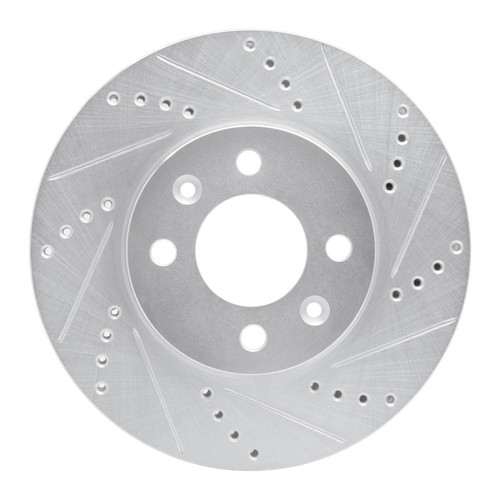 R1 88-98 Saab 9000 Front Right Drilled & Slotted Silver Brake Rotor