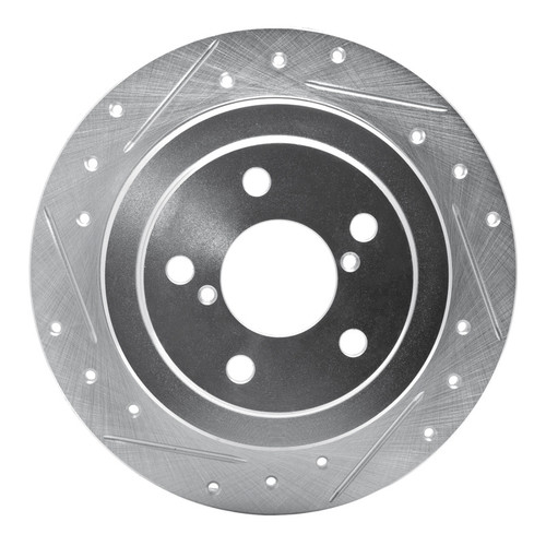 R1 90-08 Saab 9-2X Rear Left Drilled & Slotted Silver Brake Rotor