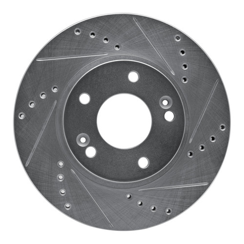 R1 11-25 Hyundai Venue Front Right Drilled & Slotted Silver Brake Rotor