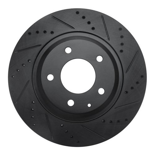 R1 04-11 Mazda RX-8 Rear Right Drilled & Slotted Black Brake Rotor
