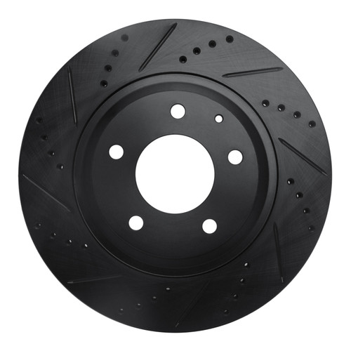 R1 04-11 Mazda RX-8 Rear Left Drilled & Slotted Black Brake Rotor