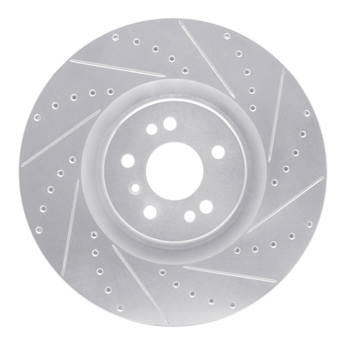 R1 07-09 Mercedes-Benz GL320 Front Right Drilled & Slotted Silver Brake Rotor