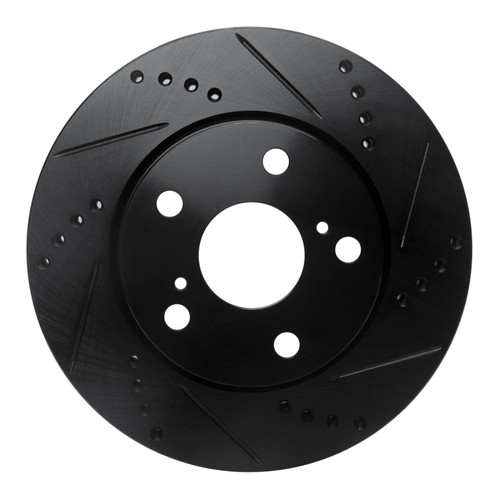 R1 06-18 Lexus HS250H Front Right Drilled & Slotted Black Brake Rotor