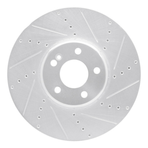 R1 15-23 Mercedes-Benz C350E Front Right Drilled & Slotted Silver Brake Rotor