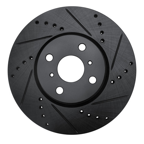 R1 12-18 Toyota Yaris (USA/Canada) Front Right Drilled & Slotted Black Brake Rotor