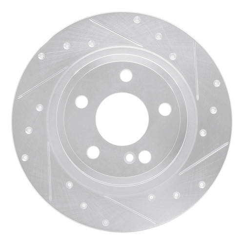 R1 14-20 Infiniti QX30 Rear Right Drilled & Slotted Silver Brake Rotor