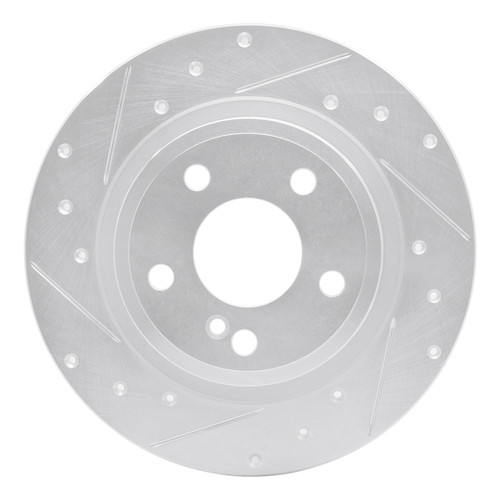R1 14-20 Infiniti QX30 Rear Left Drilled & Slotted Silver Brake Rotor