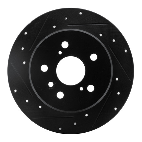 R1 92-03 Lexus ES300 Rear Left Drilled & Slotted Black Brake Rotor