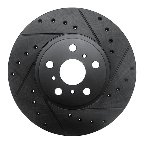 R1 90-93 Toyota Celica Front Right Drilled & Slotted Black Brake Rotor