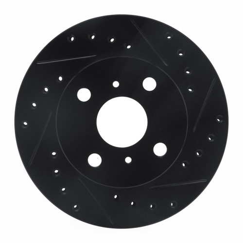 R1 88-92 Geo Prizm Front Right Drilled & Slotted Black Brake Rotor