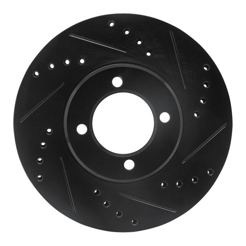 R1 84-87 Toyota Corolla (US/Canada) Front Right Drilled & Slotted Black Brake Rotor