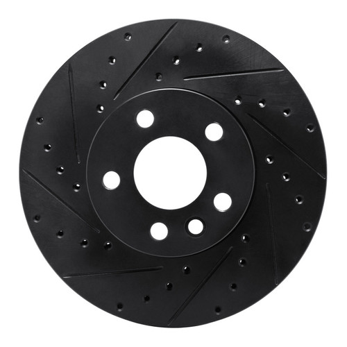 R1 01-03 Volkswagen EuroVan Front Left Drilled & Slotted Black Brake Rotor