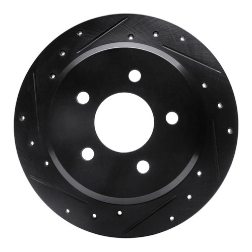 R1 96-02 Ford Crown Victoria Rear Left Drilled & Slotted Black Brake Rotor