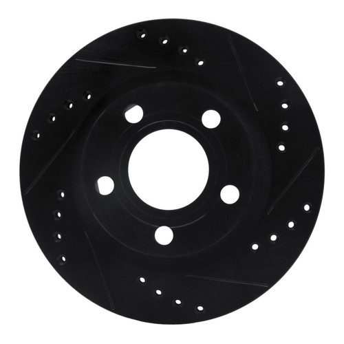 R1 99-05 Audi A6 Quattro Rear Right Drilled & Slotted Black Brake Rotor