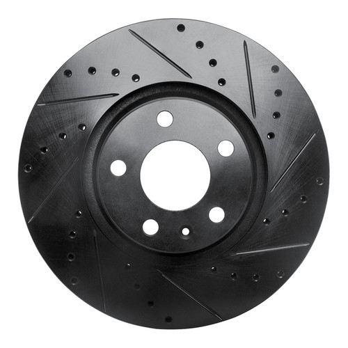 R1 05-11 Audi A6 (USA/Canada) Front Right Drilled & Slotted Black Brake Rotor