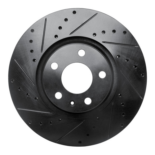 R1 05-11 Audi A6 Quattro Front Left Drilled & Slotted Black Brake Rotor