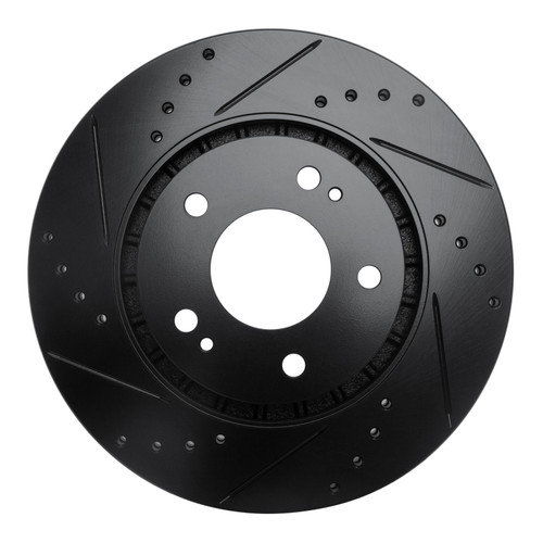 R1 09-15 Mitsubishi Lancer Front Right Drilled & Slotted Black Brake Rotor