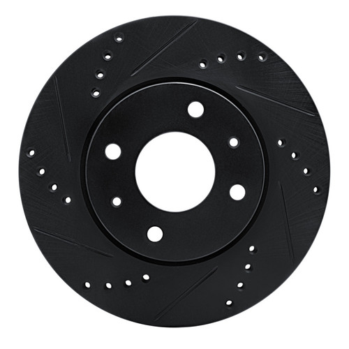 R1 04-04 Mitsubishi Lancer Front Left Drilled & Slotted Black Brake Rotor