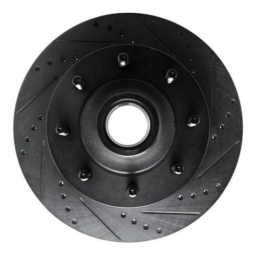 R1 99-02 Ford F-350 Super Duty 2WD Front Right Drilled & Slotted Black Brake Rotor
