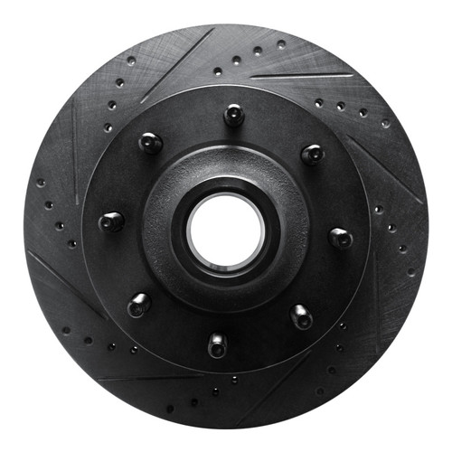R1 99-02 Ford F-350 Super Duty 2WD Front Left Drilled & Slotted Black Brake Rotor