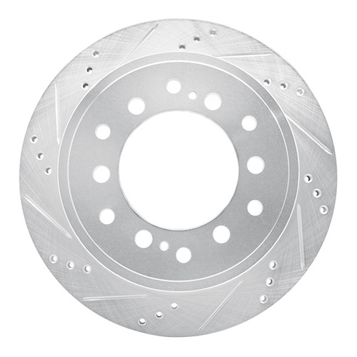 R1 10-24 Lexus GX460 Rear Left Drilled & Slotted Silver Brake Rotor