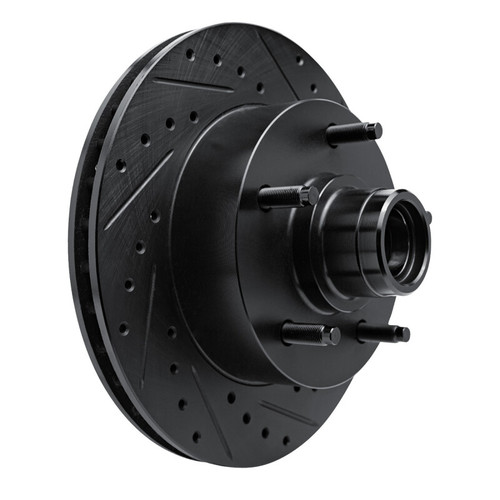 R1 94-01 Ford E-150 Econoline Front Right Drilled & Slotted Black Brake Rotor
