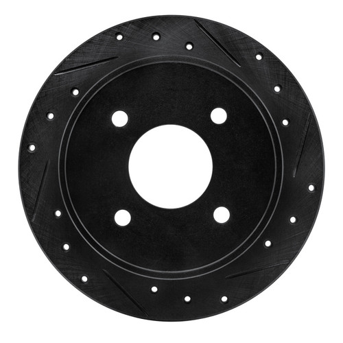 R1 90-92 Infiniti M30 Rear Right Drilled & Slotted Black Brake Rotor