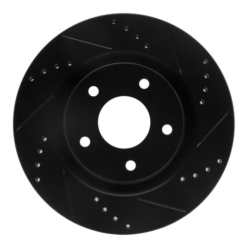 R1 11-19 Nissan Juke Front Right Drilled & Slotted Black Brake Rotor