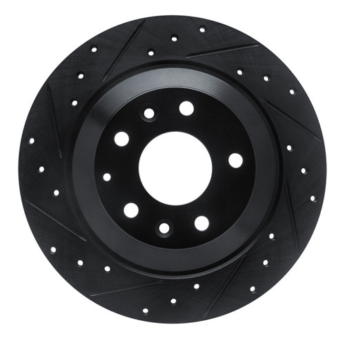 R1 13-25 Mazda CX-5 Rear Left Drilled & Slotted Black Brake Rotor