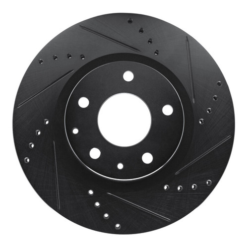 R1 19-25 Mazda CX-30 Front Right Drilled & Slotted Black Brake Rotor