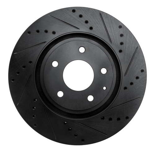 R1 16-25 Mazda CX-5 Front Right Drilled & Slotted Black Brake Rotor