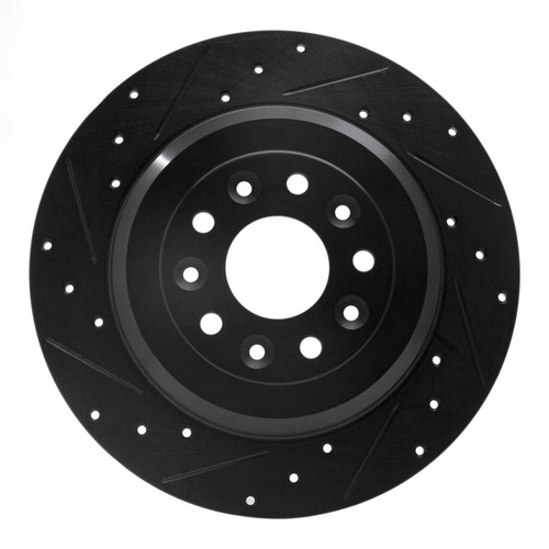 R1 05-19 Ford Five Hundred Rear Left Drilled & Slotted Black Brake Rotor