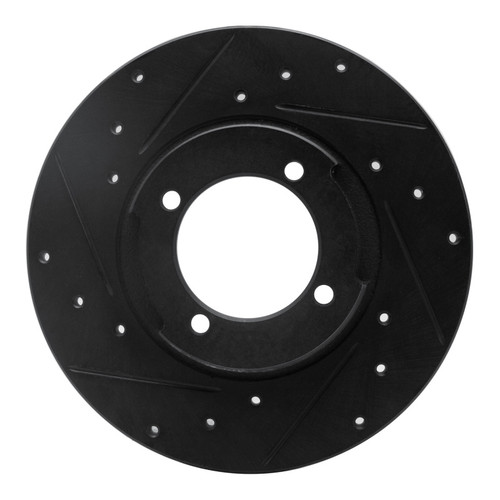 R1 82-84 Mazda B2000 Front Left Drilled & Slotted Black Brake Rotor