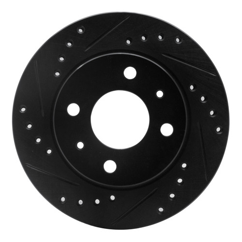 R1 95-00 Nissan 200SX Front Left Drilled & Slotted Black Brake Rotor