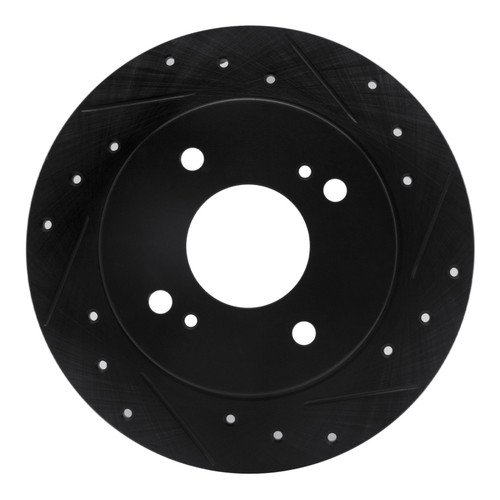R1 90-06 Infiniti G20 Rear Right Drilled & Slotted Black Brake Rotor