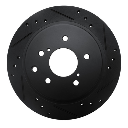 R1 89-96 Nissan 300ZX Rear Right Drilled & Slotted Black Brake Rotor