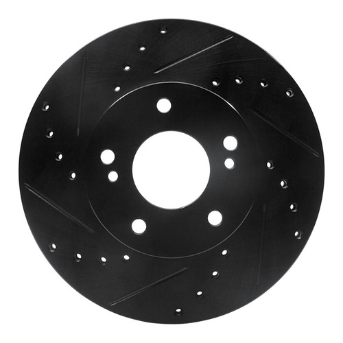 R1 89-99 Infiniti I30 Front Left Drilled & Slotted Black Brake Rotor