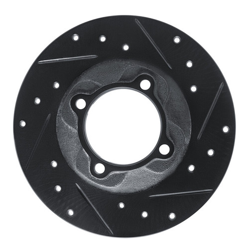 R1 81-85 Mazda GLC Front Right Drilled & Slotted Black Brake Rotor