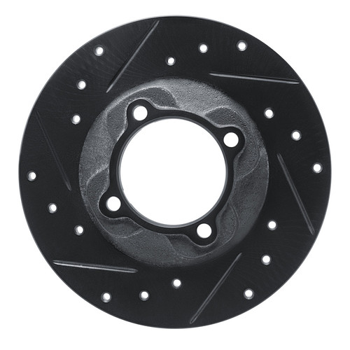 R1 81-85 Mazda GLC Front Left Drilled & Slotted Black Brake Rotor