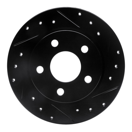 R1 93-05 Ford Taurus (Excl SHO) Rear Right Drilled & Slotted Black Brake Rotor