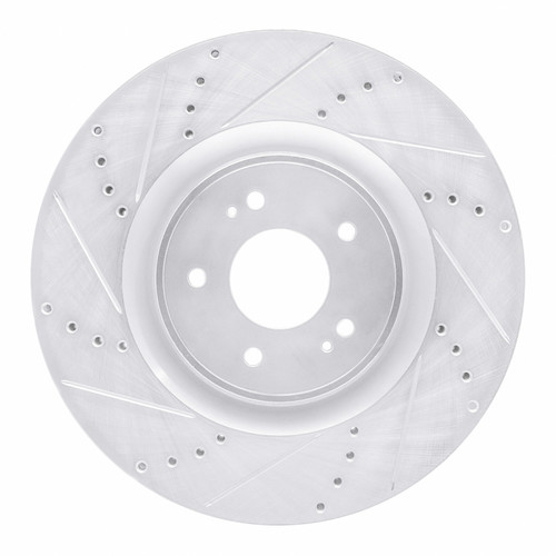 R1 08-15 Mitsubishi Lancer Front Left Drilled & Slotted Silver Brake Rotor