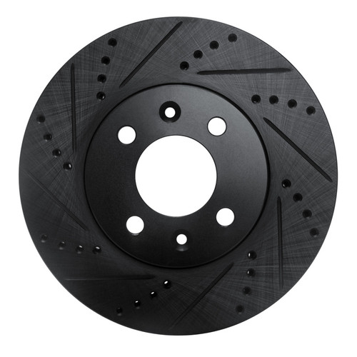 R1 88-98 Saab 9000 Front Left Drilled & Slotted Black Brake Rotor