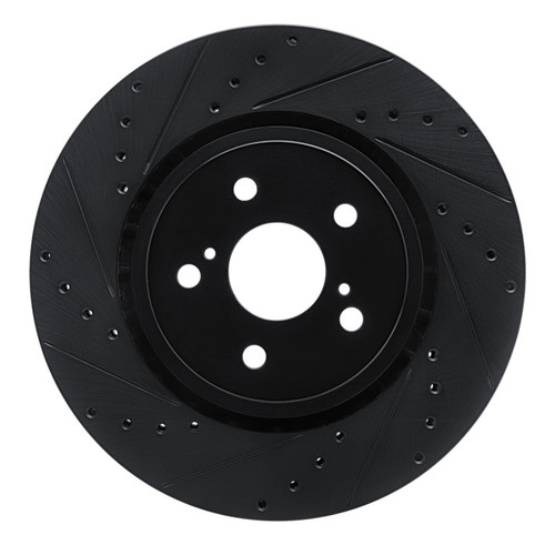 R1 21-25 Toyota SIENNA Front Left Drilled & Slotted Black Brake Rotor
