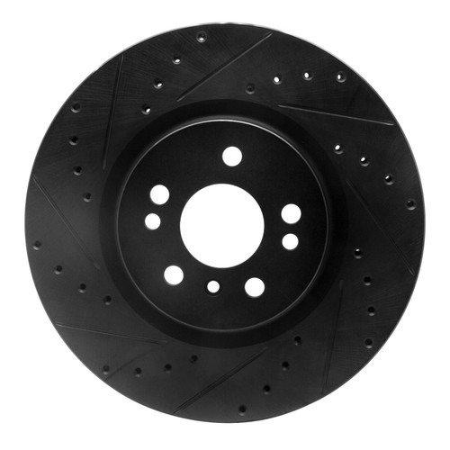 R1 06-12 Mercedes-Benz ML350 Front Left Drilled & Slotted Black Brake Rotor