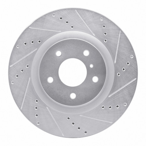 R1 03-08 Infiniti G35 Front Right Drilled & Slotted Silver Brake Rotor