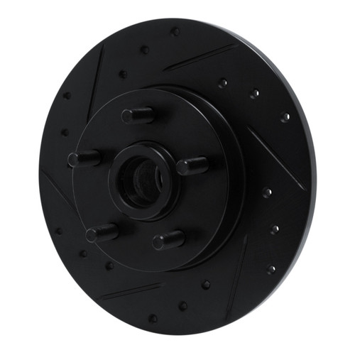 R1 84-87 Pontiac Fiero Front Left Drilled & Slotted Black Brake Rotor