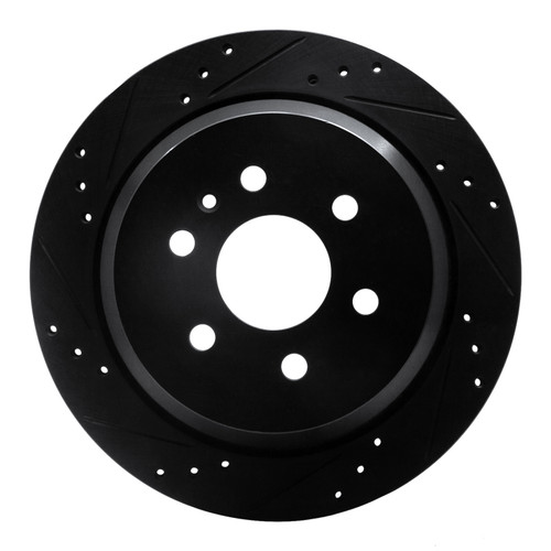R1 15-20 Chevrolet Colorado Rear Left Drilled & Slotted Black Brake Rotor